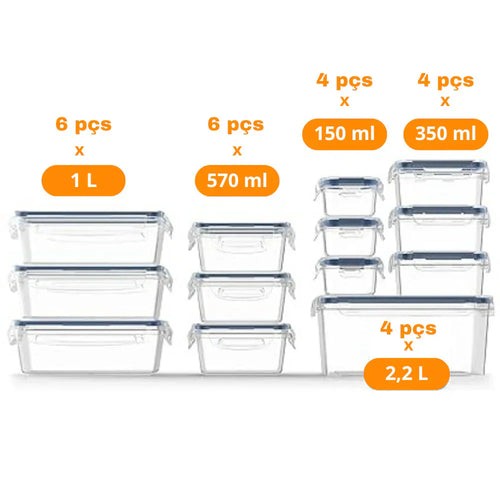 Kit com 24 Potes Herméticos + Brindes Exclusivos para sua cozinha