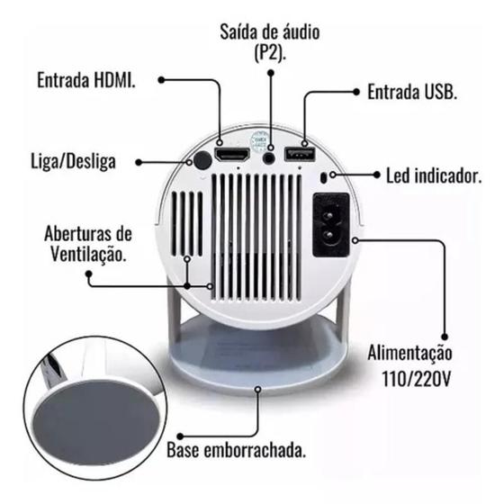Projetor Portatil 5G Wifi 6 BT 5.0 Android 11Projetor 4K 1080P Full HD