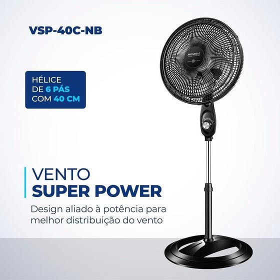 Ventilador Coluna 220V, 40cm, 6 pás, Super Power - VSP-40C-B, MONDIAL